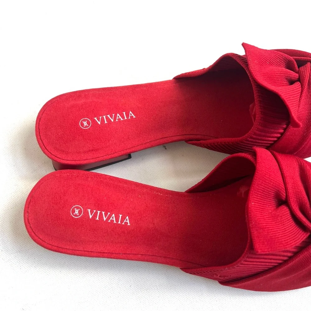VIVAIA Ruby Red Pointed-Toe Knot Slides (Yaffa) - Picture 9 of 9